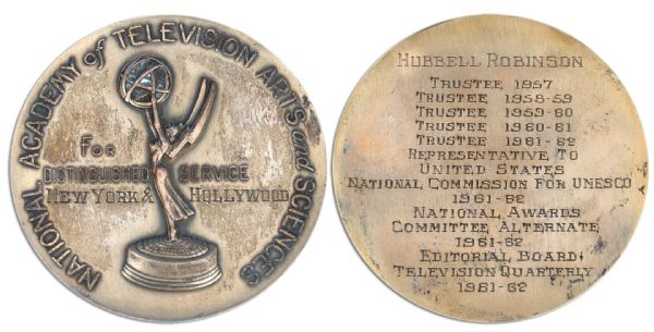 Scarce ''Distinguished Service Medal'' Presented by Emmy's Television Academy to TV Pioneer Hubbell Robinson