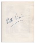 Hollywood Screen Legend Bette Davis Signed Card