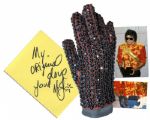 Michael Jacksons Famous Crystal-Encrusted Glove -- Worn by the King of Pop at the 1984 American Music Awards Honoring His Achievements on Thriller -- With Autograph Book Signed Four Times