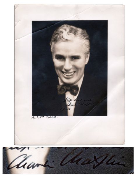 Charlie Chaplin Signed 11'' x 14'' Photo From 1936