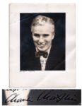 Charlie Chaplin Signed 11 x 14 Photo From 1936