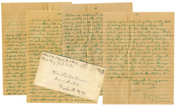 Lot of 47 Rene Gagnon WWII Autograph Letters Signed -- Remarkably, Gagnon Almost Quit the Marines: ''...doctor said...I...could get medical discharge...I'm for it...'' But Then, ''...If I just quit...