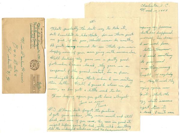 Lot of 47 Rene Gagnon WWII Autograph Letters Signed -- Remarkably, Gagnon Almost Quit the Marines: ''...doctor said...I...could get medical discharge...I'm for it...'' But Then, ''...If I just quit...