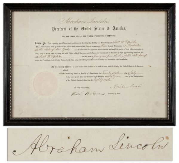 Abraham Lincoln Document Signed With Full Signature as President