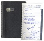 Arthur Ashes 1991 Day Planner, Two Years Before His Death -- Before Going Public About Having AIDS, One Entry Reads, "MAGIC JOHNSON GOES PUBLIC WITH AIDS!!!"