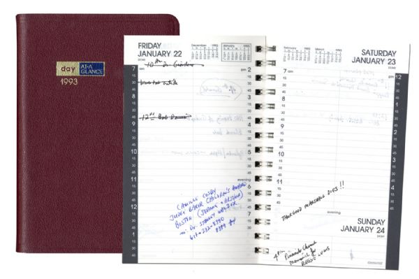 Arthur Ashe's 1993 Journal, the Last Year of His Life -- His Final Days Include a Reminder to Complete Farewell Letter to His Daughter & Olympic Mtg. Cancellation the Day Before His Death