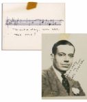 Cole Porter Autograph Manuscript Quotation Signed -- Night + day, you are the one! -- Also With Signed Photo by Cole Porter