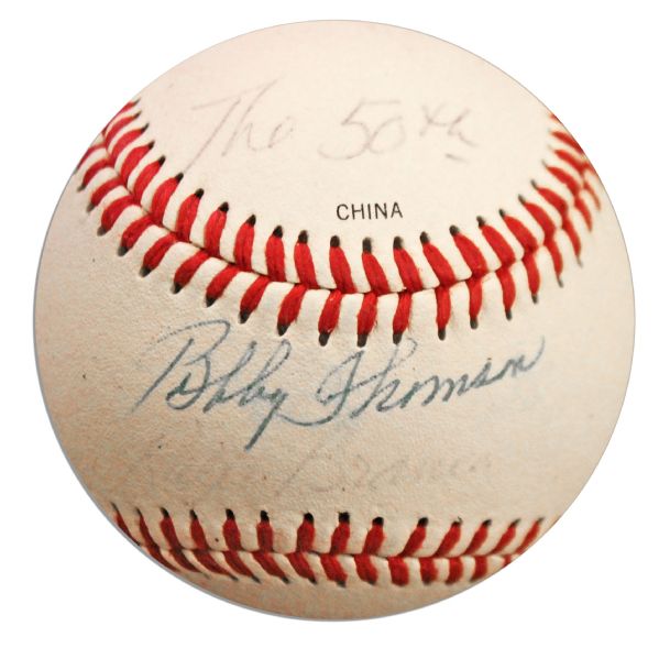 Baseball Signed by the Star Players of the Unforgettable ''Shot Heard Round The World'' Moment -- Bobby Thomson & Ralph Branca