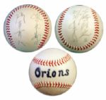 1971 Lotte Orions Baseball Bearing 4 Signatures in Japanese -- Kihachi Enomoto, Shigeki Ikeda, Daigo Takeo & Hiroyuki Yamazaki -- Stamped Orions