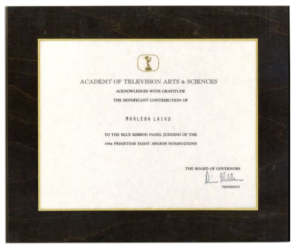 Emmy Certificate Presented to ''General Hospital'' Director Marlena Laird