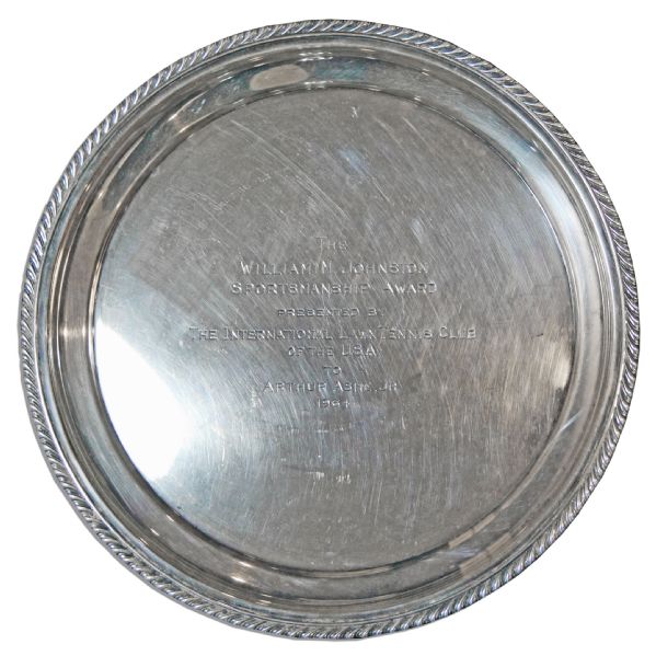 Early Arthur Ashe Award Plate From 1964s International Lawn Tennis Club of The U.S.A. Tournament
