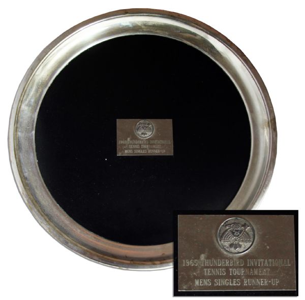 Arthur Ashe Trophy Plate From 1965 -- The Year He Led UCLA to the NCAA Championship