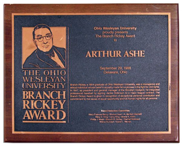 Arthur Ashe's Branch Rickey Award From 1988