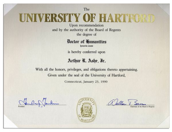 Arthur Ashe's Honorary Degree From The University of Hartford 