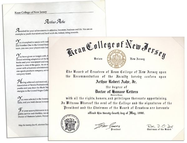 Honorary Degree From Kean College -- Presented at Commencement Ceremonies, May 1990