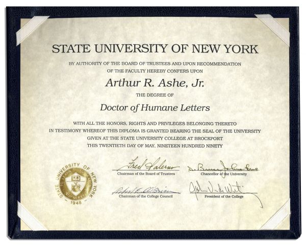 State University of New York Honorary Degree Presented to Arthur Ashe -- 1990