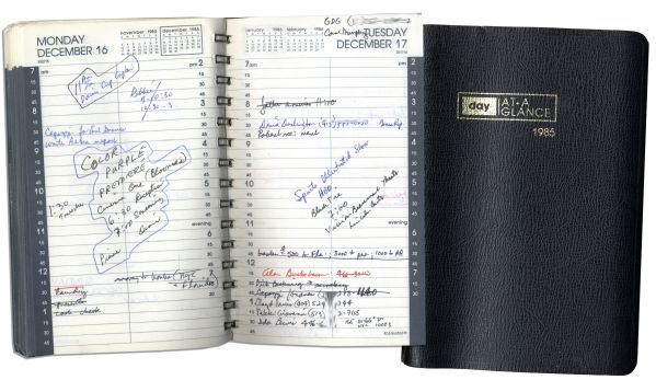 Arthur Ashe's Day Planner From 1985 -- The Year He Was Inducted Into The International Tennis Hall of Fame & Also Arrested for Protesting Apartheid in South Africa