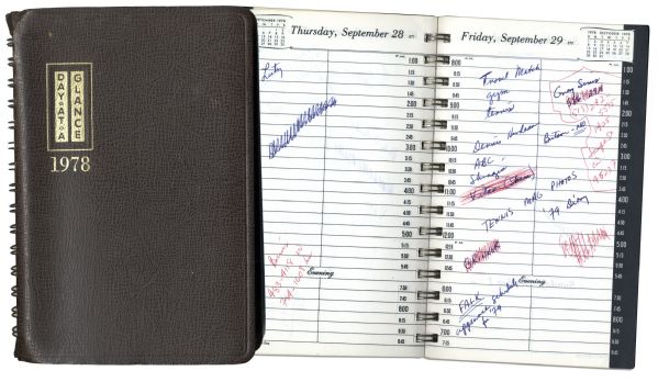 Arthur Ashe's Day Planner With Extensive Handwritten Entries by Ashe -- From 1978