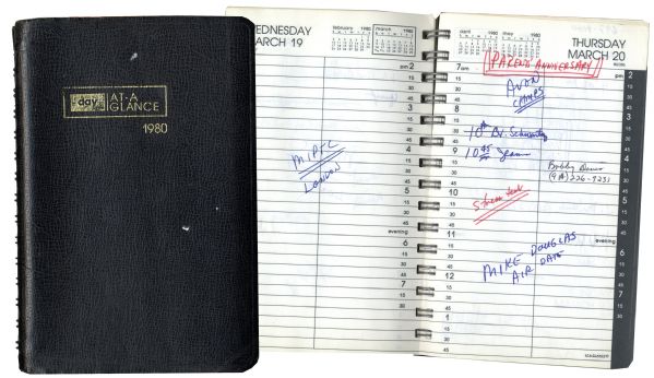 Arthur Ashe's 1980 Day Planner -- The Year He Retired After Suffering an Unexpected Heart Attack