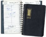 Arthur Ashes Day Planner From 1972 -- The Year He Was Denied Entry Into South Africa for the South African Open -- Also Includes Fantastic Handwritten Note by Ashe About "Pan-Africanism"