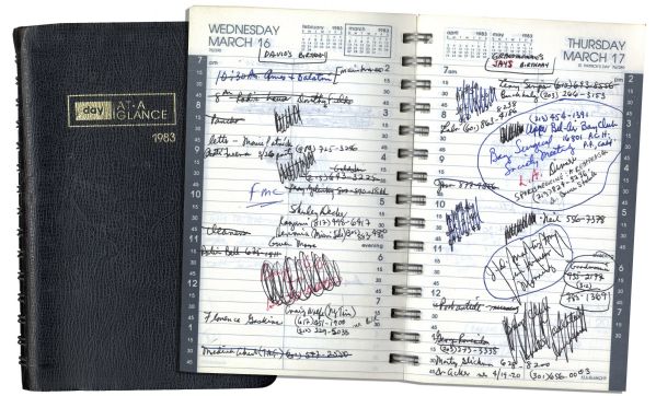 Arthur Ashe's 1983 Day Planner -- The Year He Underwent His 2nd Bypass Surgery Where He Contracted HIV