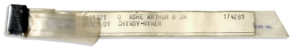 Hospital ID Wrist Band Worn by Arthur Ashe While Admitted to the Jacksonville Memorial Hospital