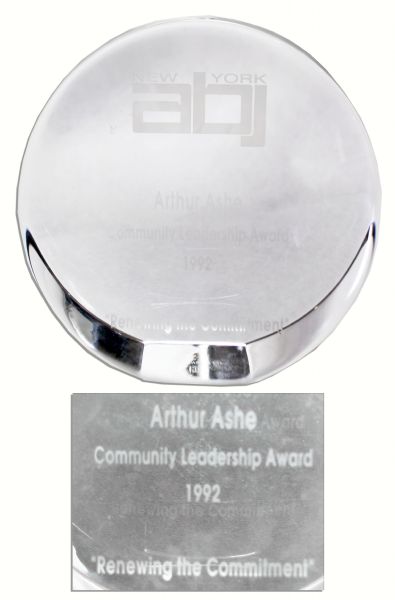 Arthur Ashe's Leadership Award From The New York Association of Black Journalists -- Made by Tiffany & Co.
