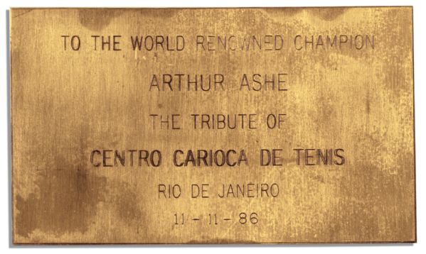 Arthur Ashe San Paulo 1986 Brass Tennis Plaque