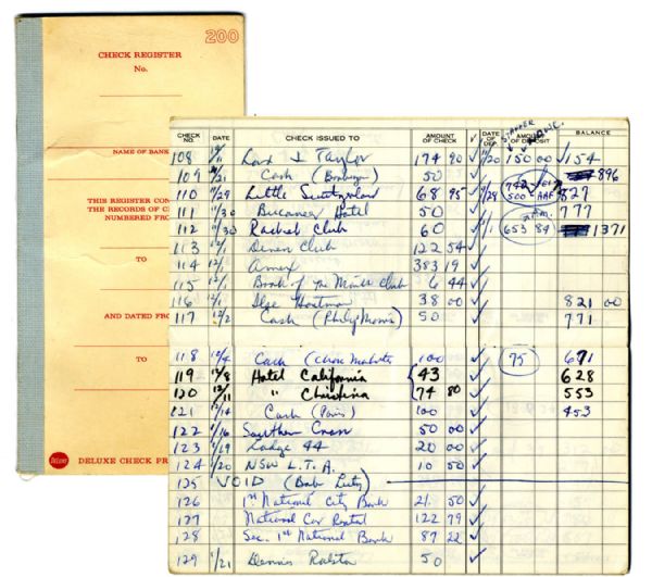 Arthur Ashe's 1969-71 Personal Check Ledger