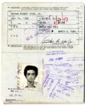 Arthur Ashes Passport, Issued 1975 -- With Original Signed Passport Photo of the Tennis Legend Intact