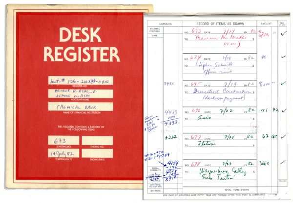 Arthur Ashe's Checkbook Register