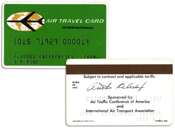Arthur Ashe's ''Air Travel Card'' Signed