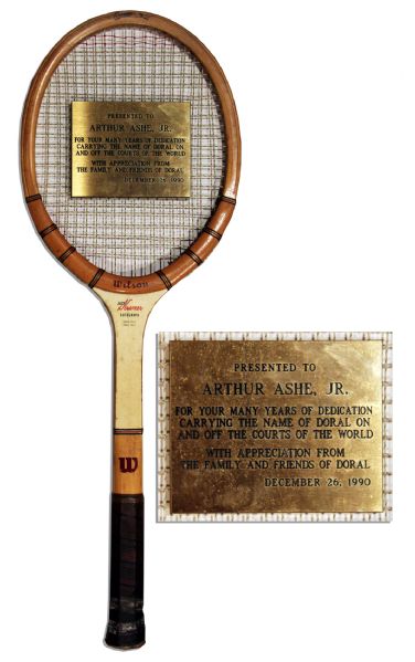 Arthur Ashe Tennis Racquet Award From Doral -- 1990