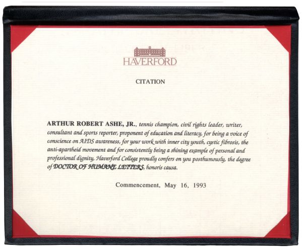 Arthur Ashe Haverford College Honorary Degree Citation