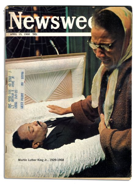 ''Newsweek'' Magazine Announcing The Death of Martin Luther King -- Kept by Arthur Ashe and Bearing His Name on Subscriber's Mailing Label