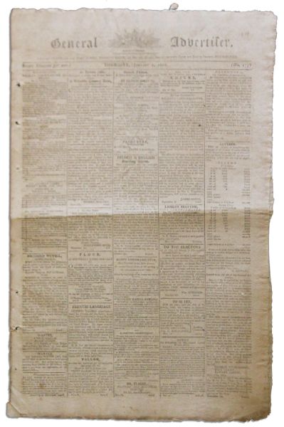 Rare Periodical ''The Philadelphia Aurora and General Advertiser'' -- Notice of President George Washington's Death