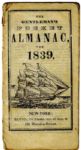 Rare 2 x 3.5 New York 1839 Gentlemans Pocket Almanac -- With Handwritten Notes in Pencil -- Very Good