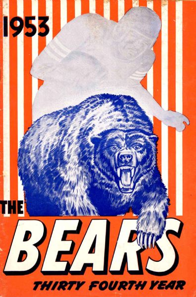 1953 Chicago Bears NFL Media Guide -- With Player Statistics & Mini-Bios -- 38pp. -- Toning to Interior -- Good