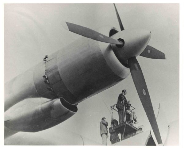 ''Spruce Goose'' Press Photo of the 1947 Flight of Howard Hughes' H-4 Hercules Dubbed ''Spruce Goose'' -- 8.5'' x 7''