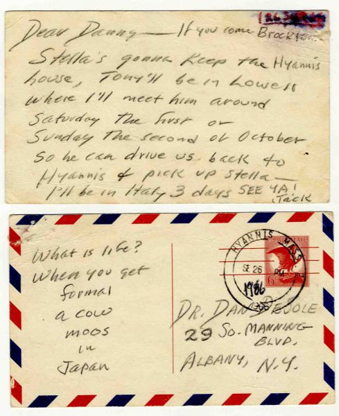 Outstanding Jack Kerouac Autograph Letter Signed to His Psychiatrist -- With Original Haiku-esque Poetry, ''What is life? / When you get formal / a cow moos in Japan''