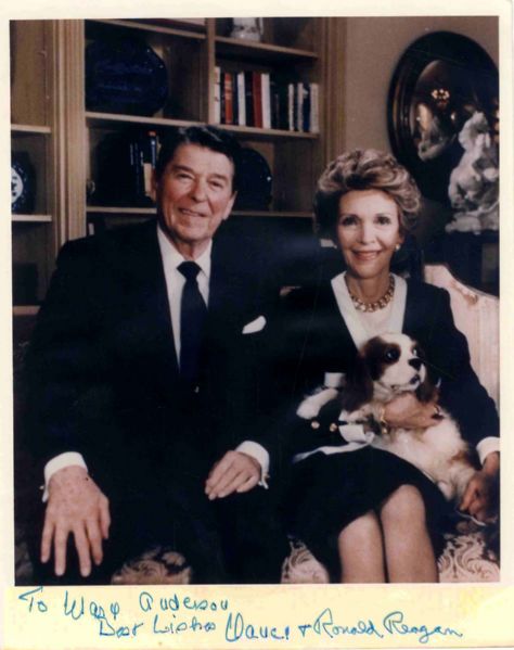 Ronald Reagan 8'' x 10'' Signed Photo With Additional Inscription & Signature by Nancy -- Near Fine