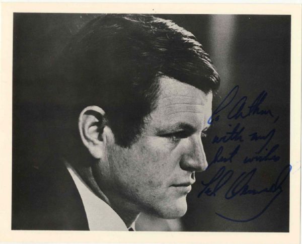 Ted Kennedy Signed 10'' x 8'' Photo -- ''To Arthur / With my best wishes / Ted Kennedy'' -- Near Fine 