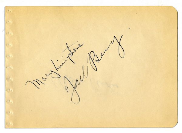 Rare Jack Benny & Mary Livingstone Signatures -- Actor Alan Curtis' Signature on Verso -- 6.25'' x 4.5'' -- Fine