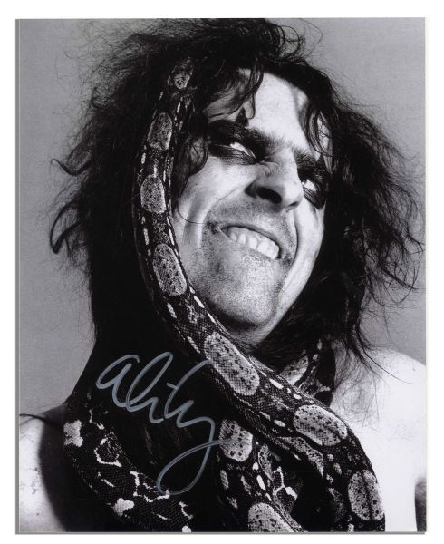 Electrifying 8'' x 10'' Glossy Signed Photo of Rocker Alice Cooper -- Signed in Silver -- Near Fine -- With Wehrmann COA