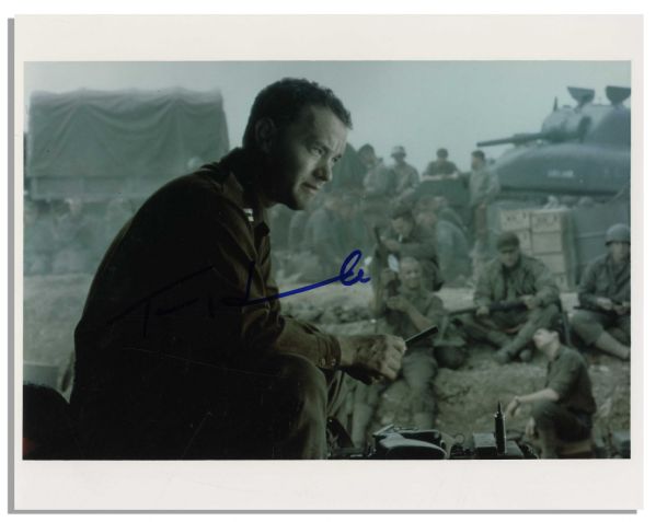 10'' x 8'' Tom Hanks Glossy Signed Photo from ''Saving Private Ryan'' -- Very Good -- With Wehrmann COA