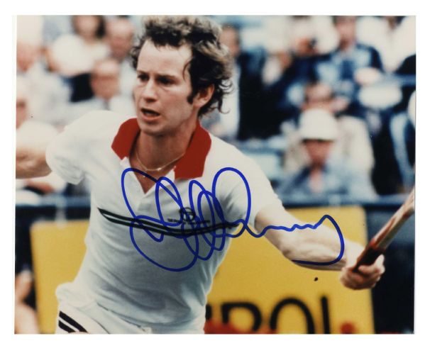 John McEnroe 10'' x 8'' Glossy Photo of the Tennis Star in Action -- Fine Condition -- With Wehrmann COA