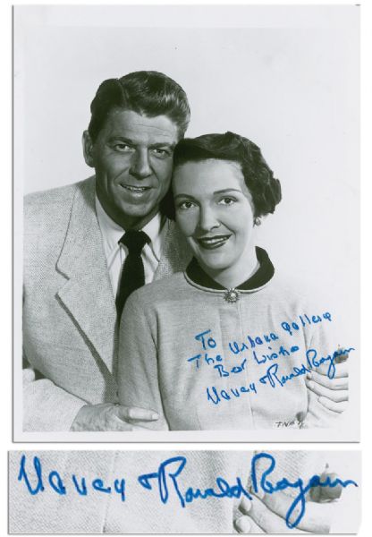 Signed 8'' x 10'' Photo of Ronald and Nancy Reagan -- Bold Signature From the Stylish First Couple