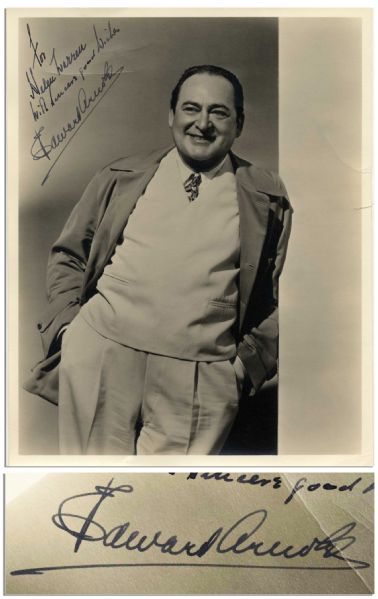 Edward Arnold 8'' x 10'' Matte Photo -- Inscribed to Helen -- Some Creasing & Small Tear, Very Good