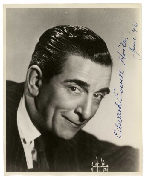 Edward Everett Horton Signed Photo -- 8'' x 10'' Glossy Photo Dated June 1946 -- Near Fine