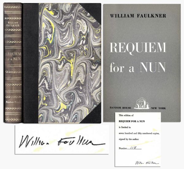 Nice, Clean William Faulkner Signature in His Novel ''Requiem For A Nun''
